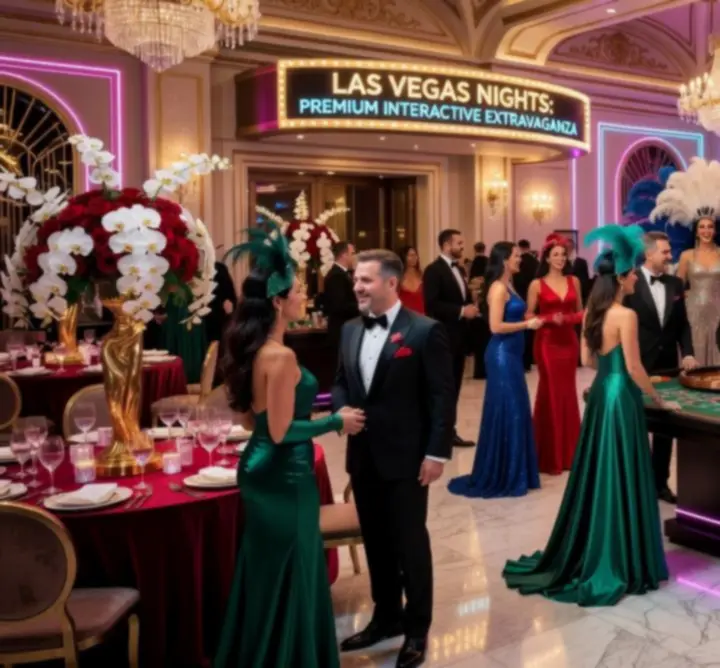 Tematyczne dekoracje eventowe w stylu glamour i Las Vegas