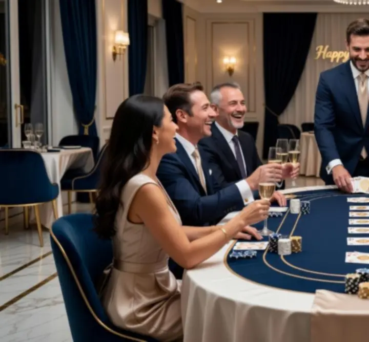 Urodzinowa impreza z mobilnymi stołami pokerowymi w formie rozrywkowej